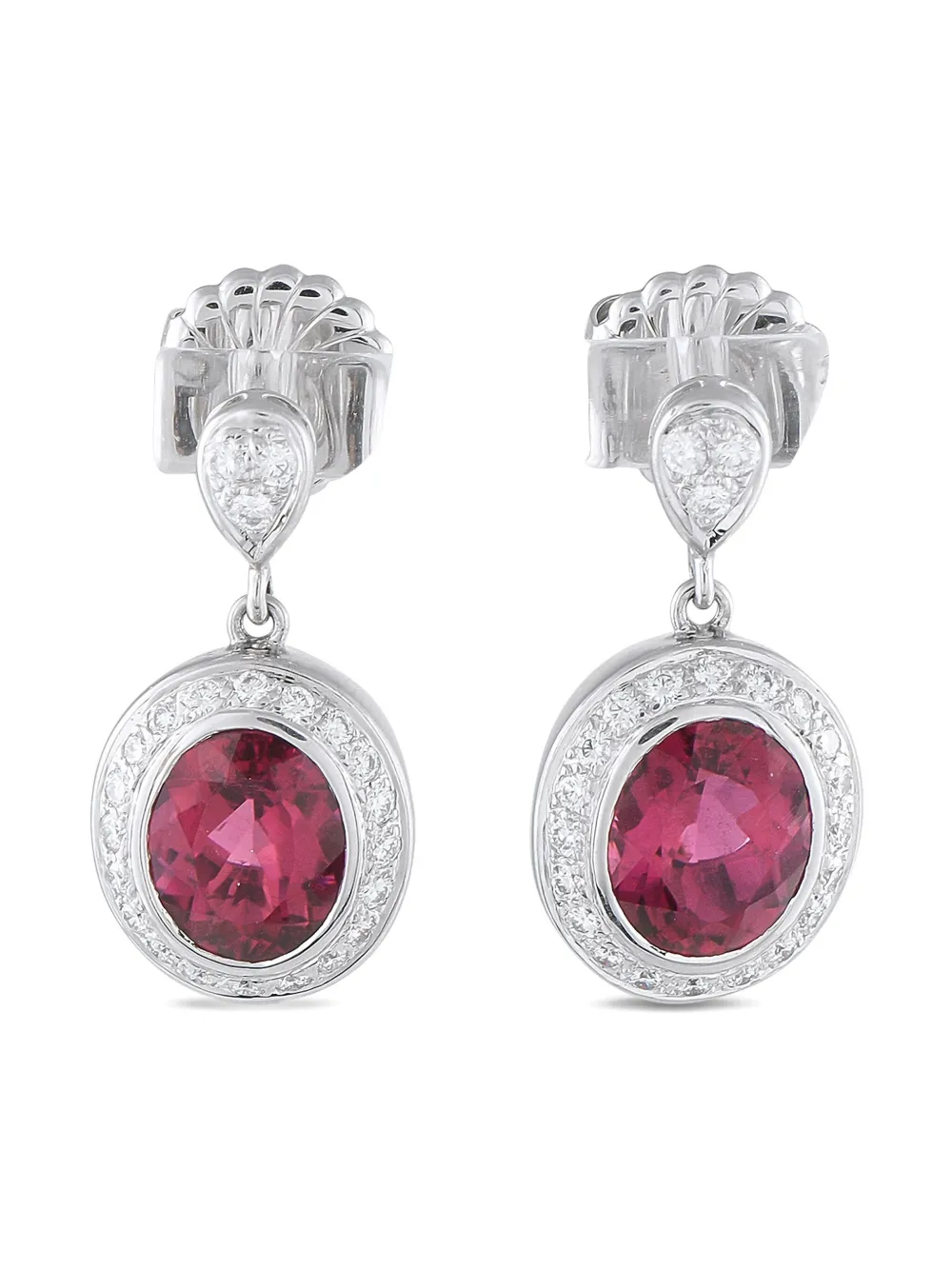 LB Exclusive 18K white gold diamond and tourmaline earrings | Pink | Image 1
