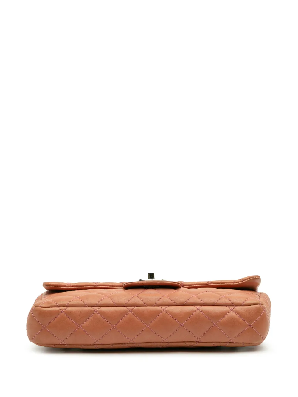 Pre-owned Chanel 2008-2009 Classic Lambskin East West Single Flap Shoulder Bag In Orange