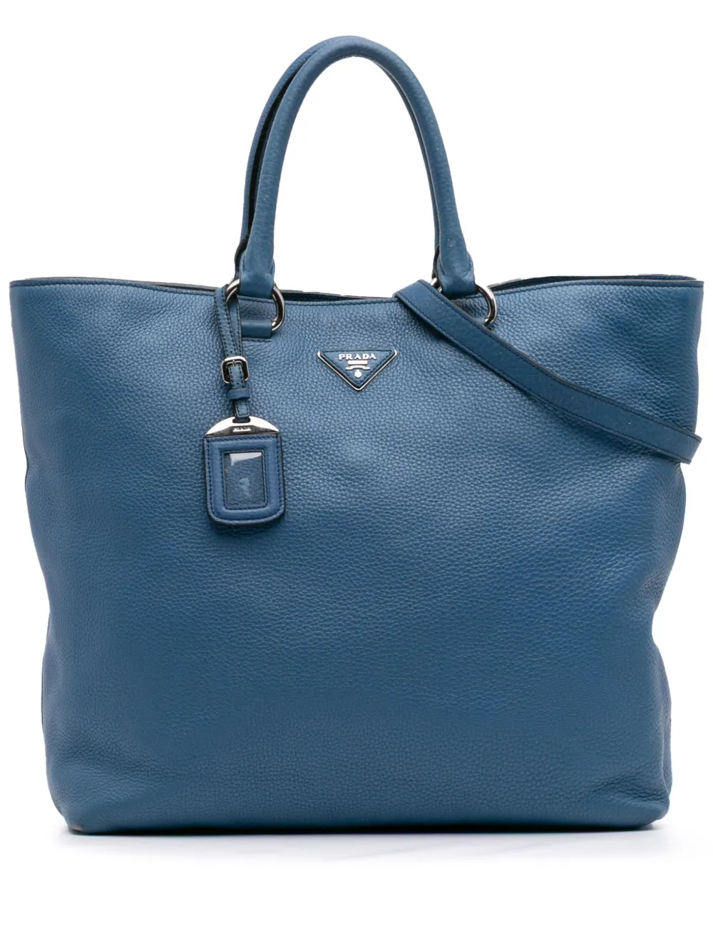 Prada Pre-Owned 2000-2025 Vitello Daino Open Convertible Tote satchel | Blue | Image 1