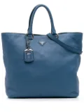 Prada Pre-Owned 2000-2025 Vitello Daino Open Convertible Tote satchel - Blue