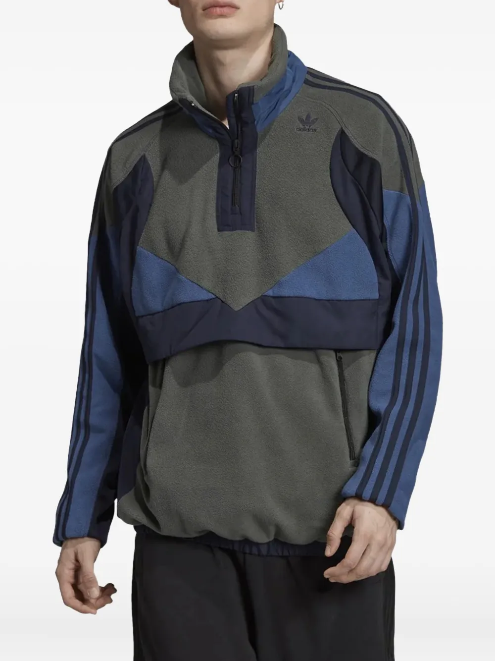 adidas PT3 fleece-panelled half-zip sweatshirt Grijs