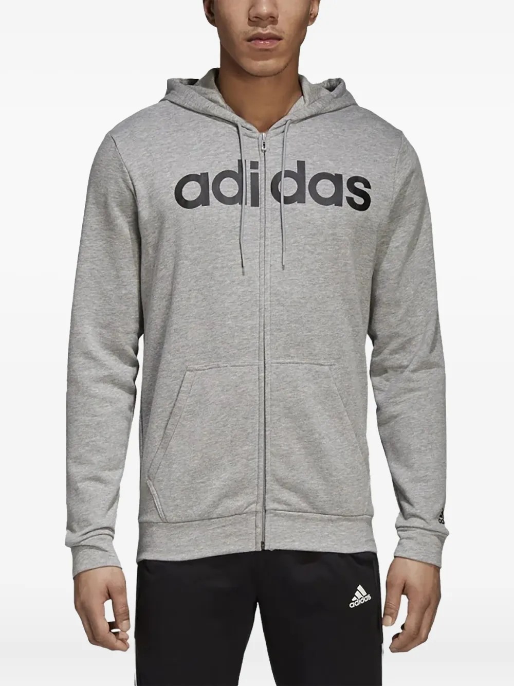 adidas Essentials logo-print full-zip hoodie Grijs