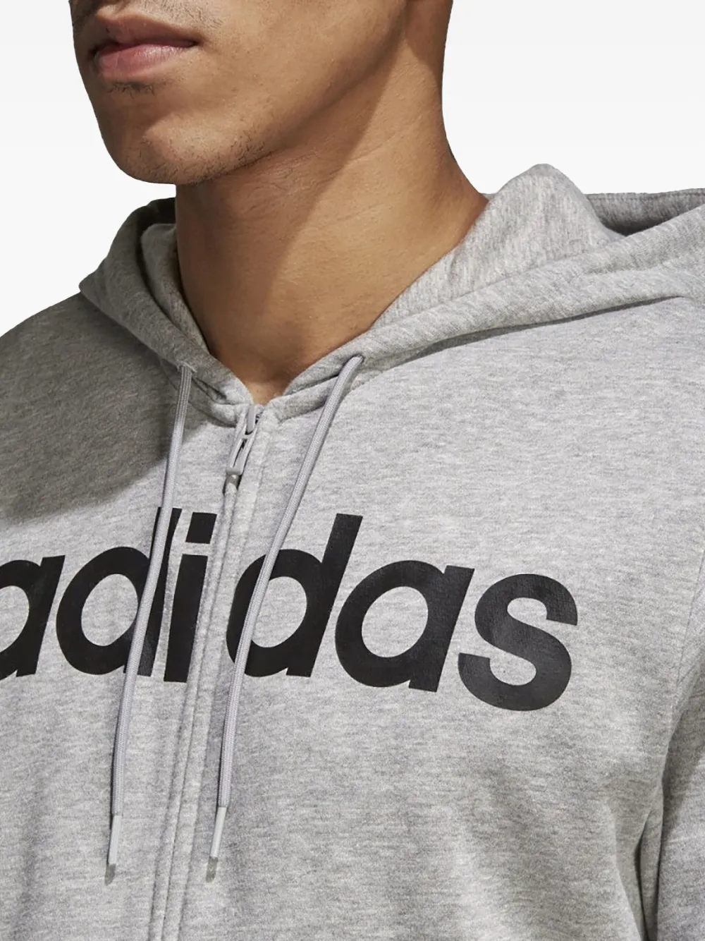 adidas Essentials logo-print full-zip hoodie Grijs