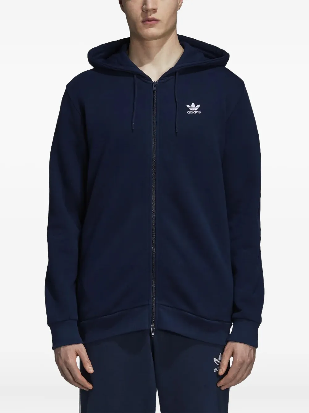 adidas Originals Trefoil-embroidered full-zip hoodie Blauw