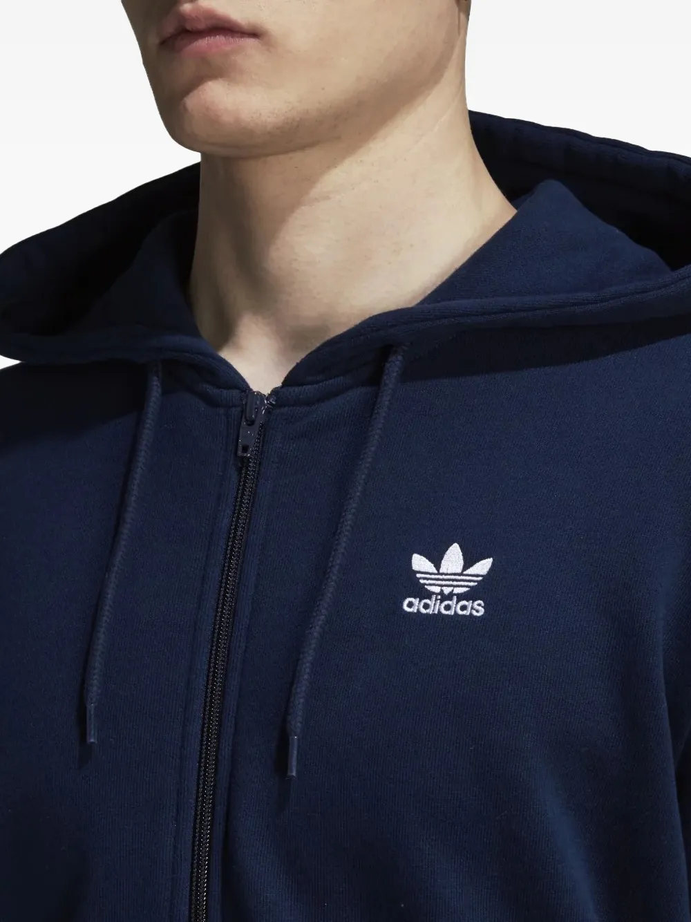 adidas Originals Trefoil-embroidered full-zip hoodie Blauw