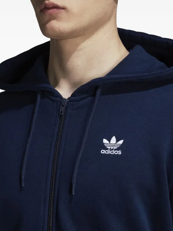 Adidas Originals Trefoil-embroidered full-zip Hoodie Blue