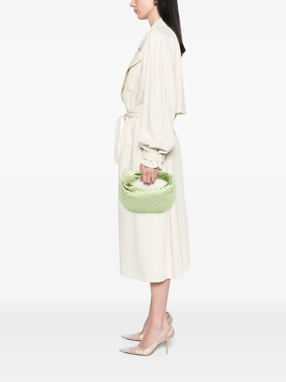Pre-owned Bottega Veneta 2012-2025 Mini Nappa Intrecciato Jodie Hobo Bag In Green