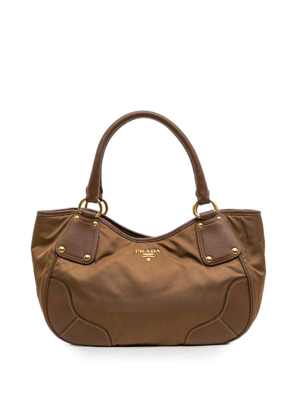 Prada Pre-Owned 2000-2025 Tessuto and Leather tote bag - ブラウン Prada Pre-Owned 2000-2025 Tessuto and Leather tote bag - ブラウン