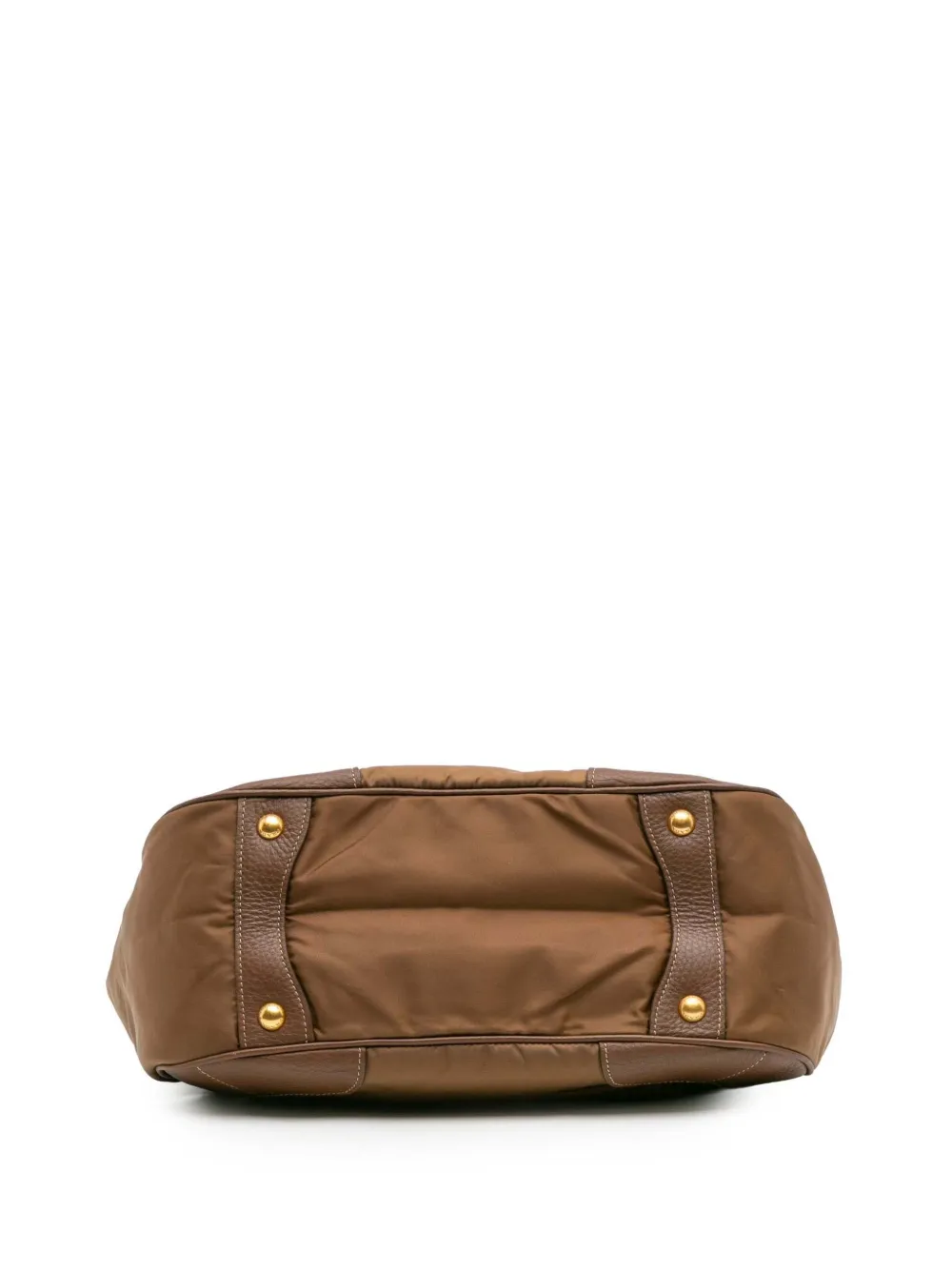 Pre-owned Prada 2000-2025 Tessuto And Leather Tote Bag In Brown