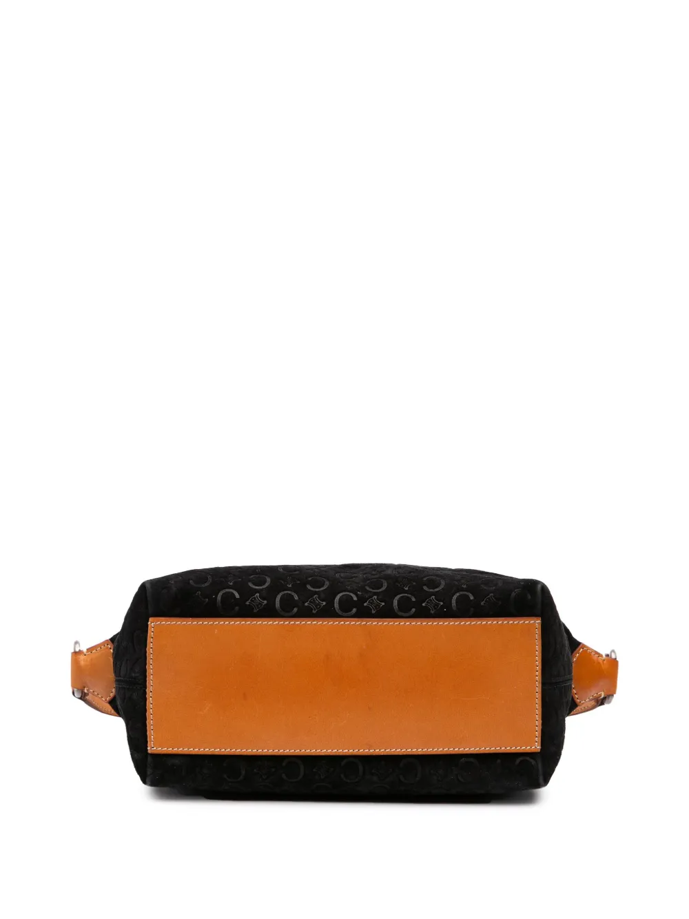 Pre-owned Celine 1999 C Macadam Suede Shoulder Bag In Black