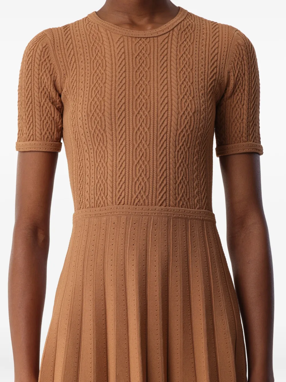 Jason Wu Collection Cable-knit Short-sleeve Midi Dress In Brown