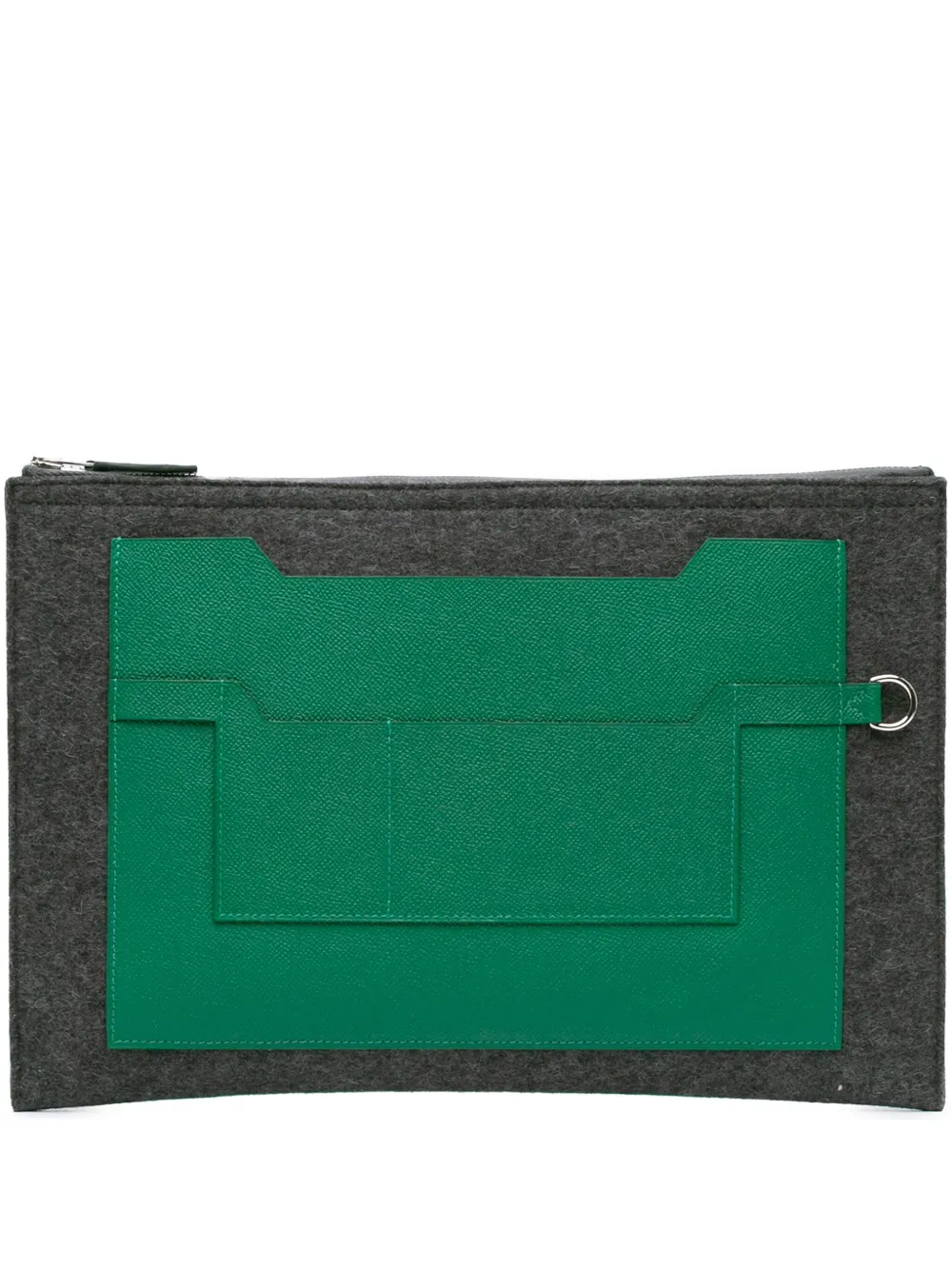 Pre-owned Hermes 2017 Epsom And Felt Toodoo 37 Clutch Bag In Gray