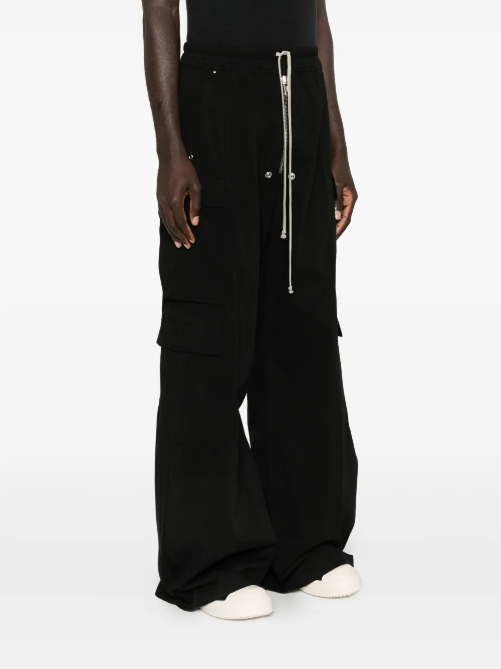Rick Owens Drkshdw Hollywood Imbalanced Double Cargo Jumbo Belas In Black