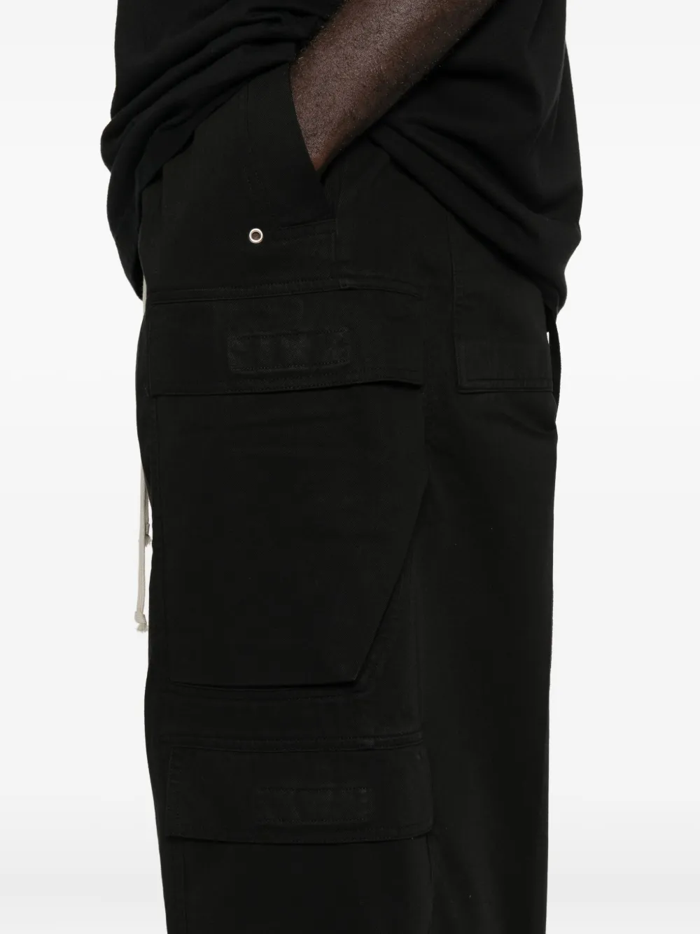 Rick Owens Drkshdw Hollywood Imbalanced Double Cargo Jumbo Belas In Black