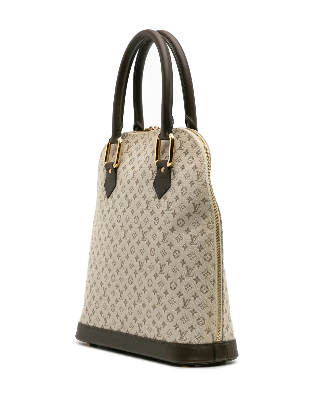 Pre-owned Louis Vuitton 2001 Monogram Mini Lin Alma Haut Handbag In Brown