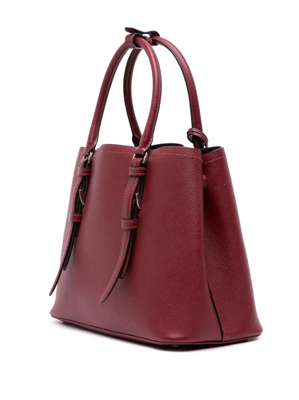 Pre-owned Prada 2013-2025 Saffiano Cuir Double Satchel In Red