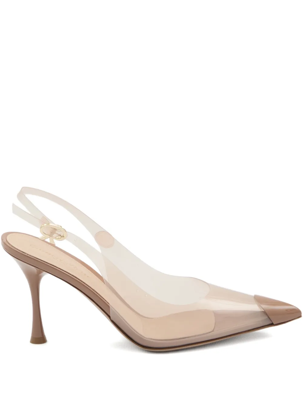 Gianvito Rossi Plexi Patent Leather Cap-toe Slingback Pumps In Brown