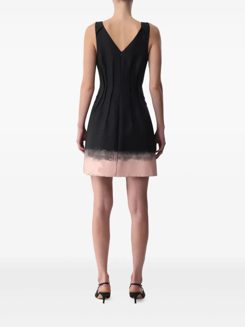 Jason Wu Collection Geruite mini-jurk met V-hals Zwart
