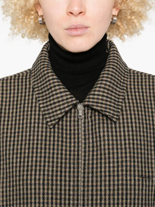 A.P.C. gingham-check zip-up Jacket | Black | FARFETCH