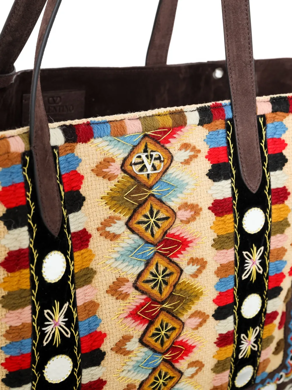 Valentino Garavani Nellcôte shopper met borduurwerk Bruin