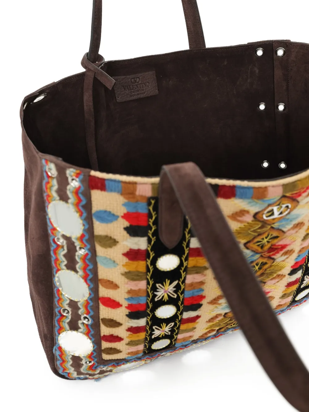 Valentino Garavani Nellcôte shopper met borduurwerk Bruin