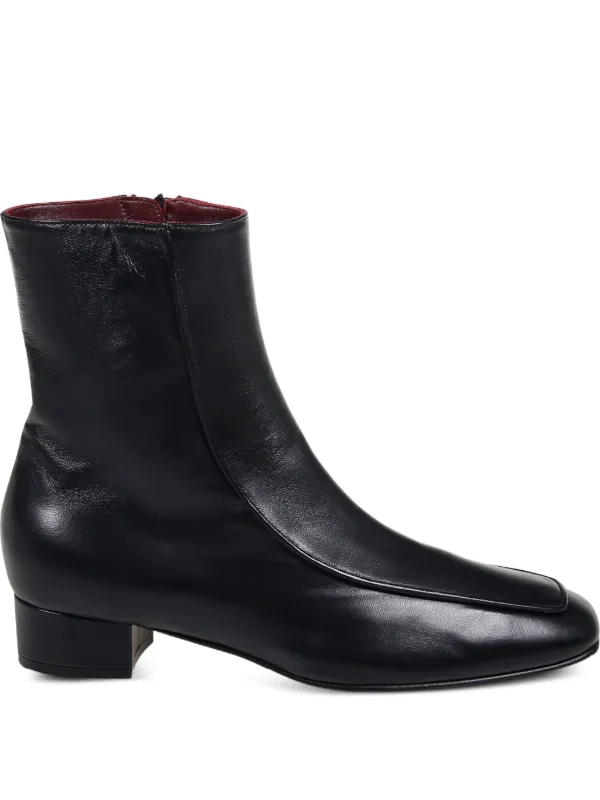Herbert Levine Shadow Ban Square-toe Leather Ankle Boots in Black