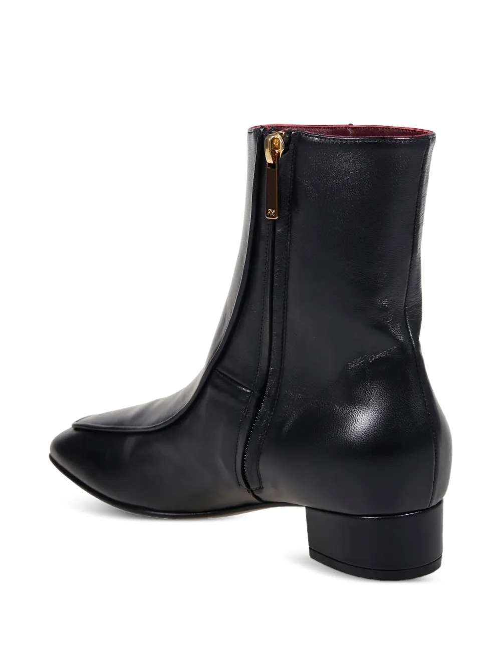 Herbert Levine Shadow Ban Square-toe Leather Ankle Boots in Black, view 3