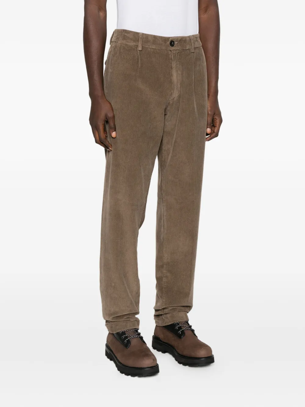 Cruna Pleated Corduroy Trousers In Brown