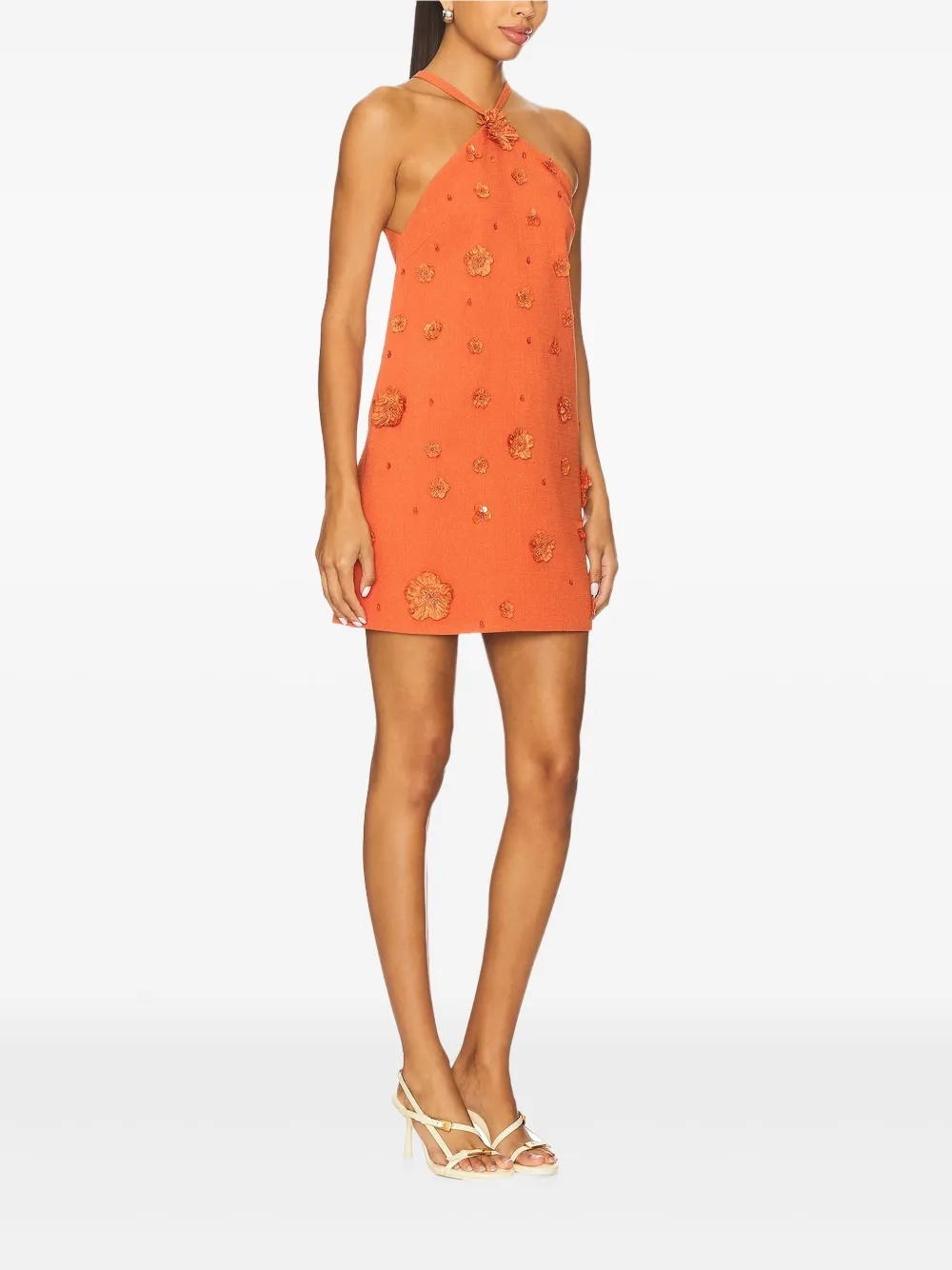 Alexis Mila mini-jurk met bloemendetail Oranje