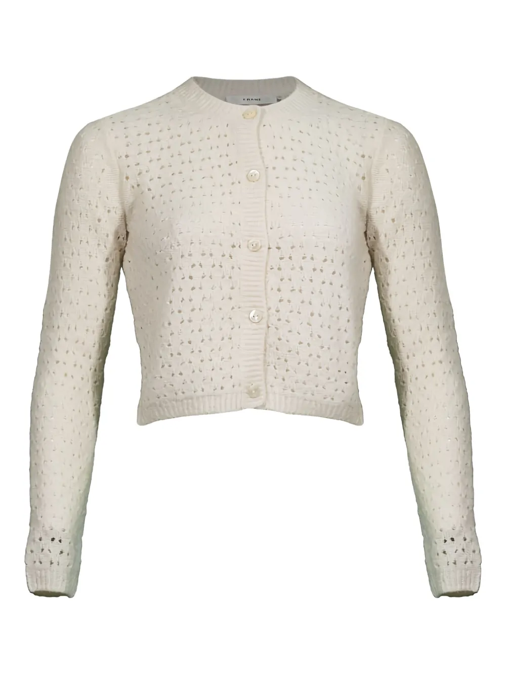 Frame Chenille Openwork Cardigan In Gray