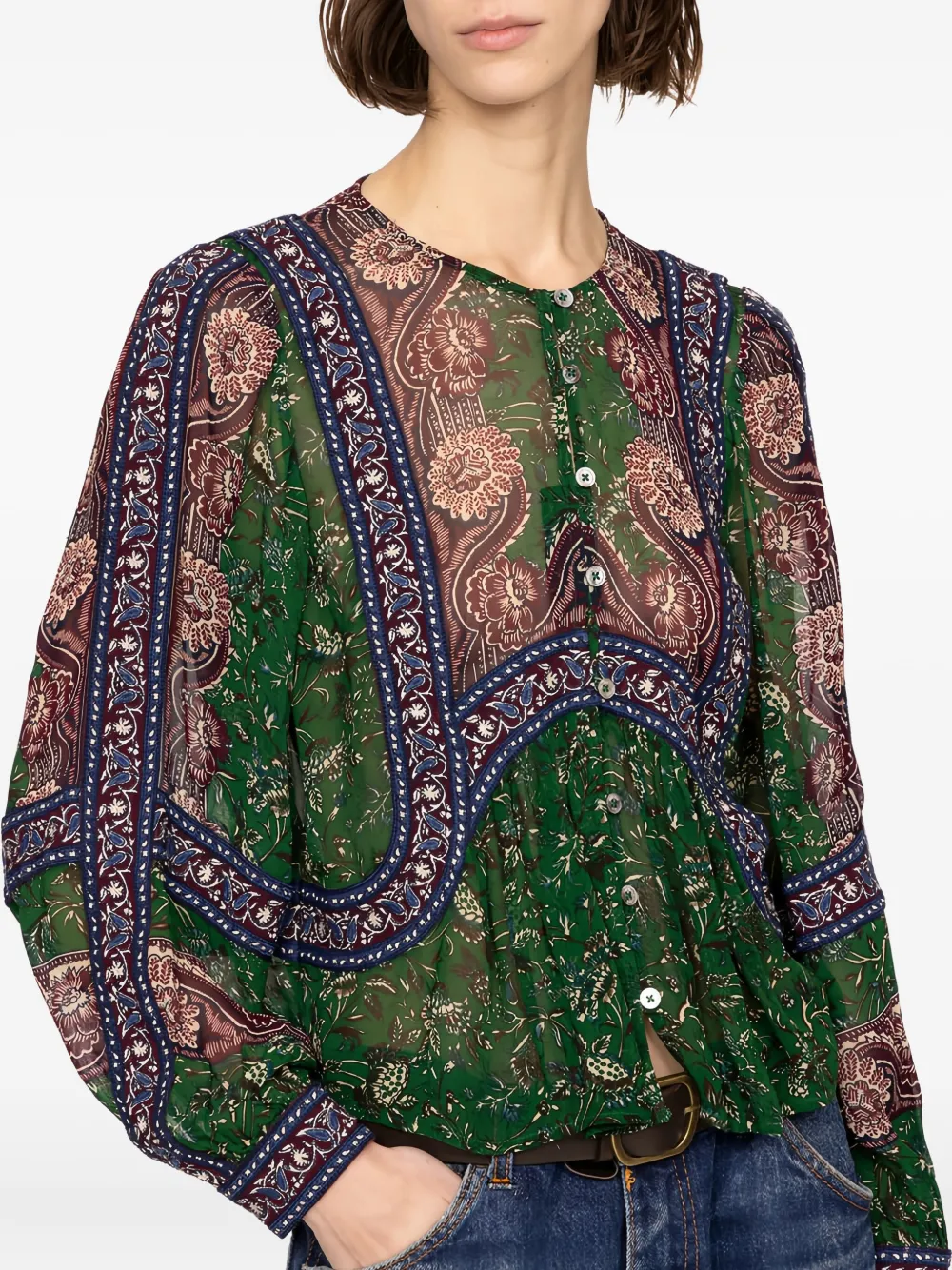 Sea Melba blouse met lange mouwen Groen