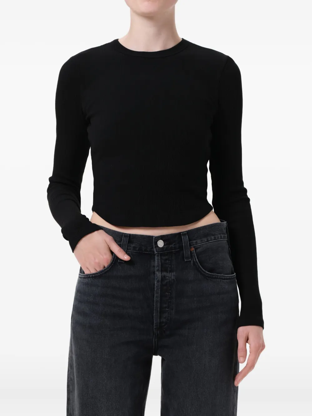 AGOLDE Neema long-sleeve ribbed T-shirt - Nero