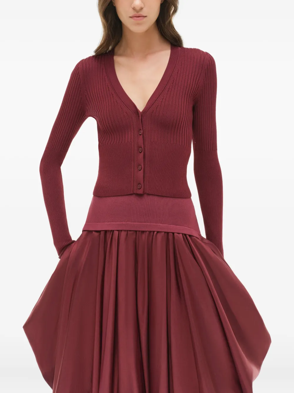 Simkhai Ailany Ribbed Cardigan In Red