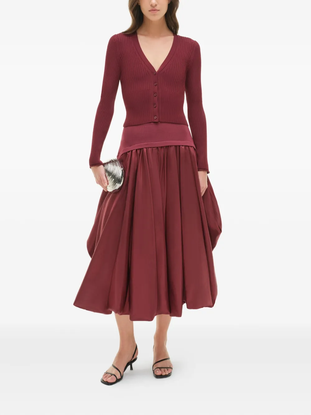 Simkhai Ailany Ribbed Cardigan In Red