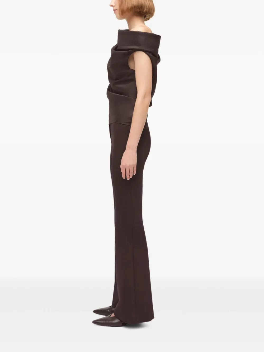 Simkhai Viva asymmetrische gedrapeerde blouse Bruin