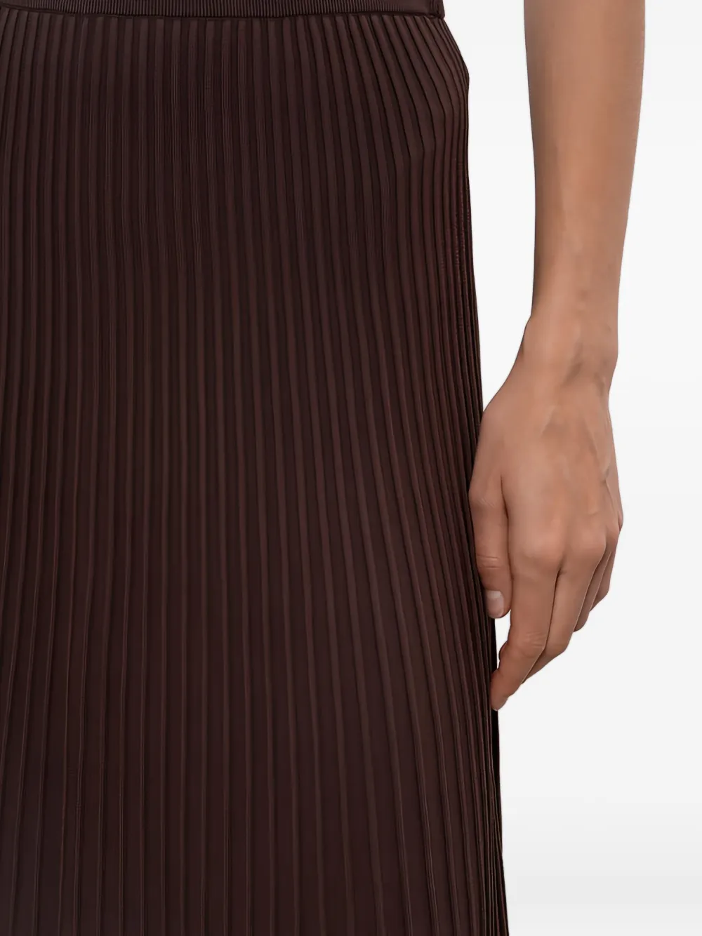 Simkhai Chiara Pleated Midi Skirt In Brown