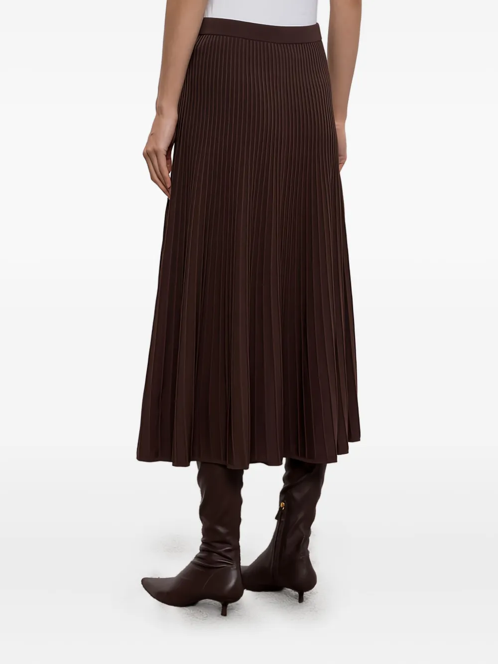 Simkhai Chiara Pleated Midi Skirt In Brown