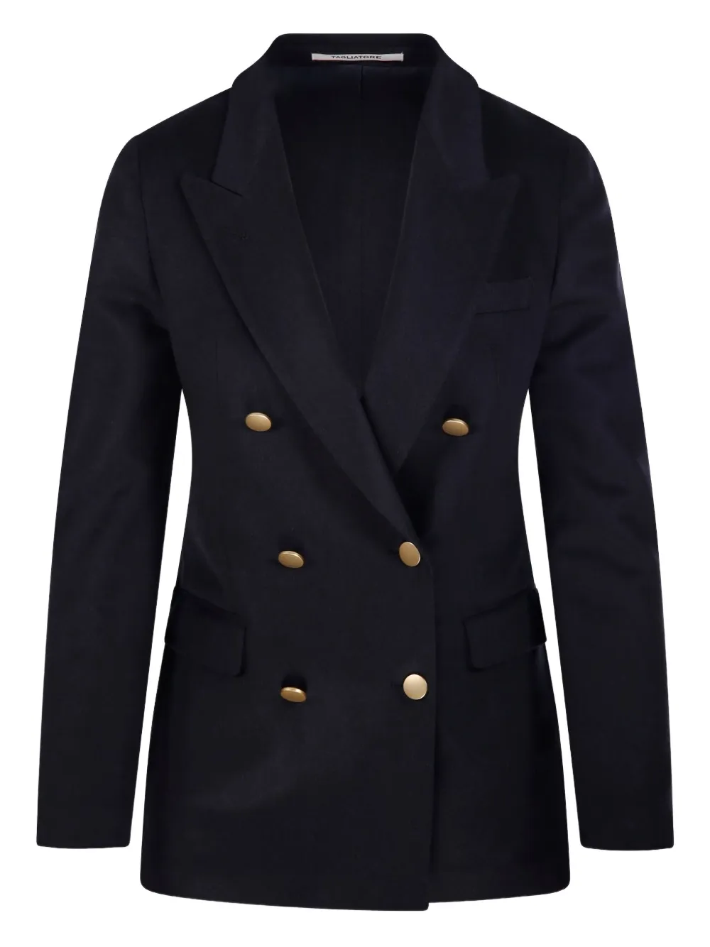 Tagliatore Double-breasted Gold-button Blazer In Black