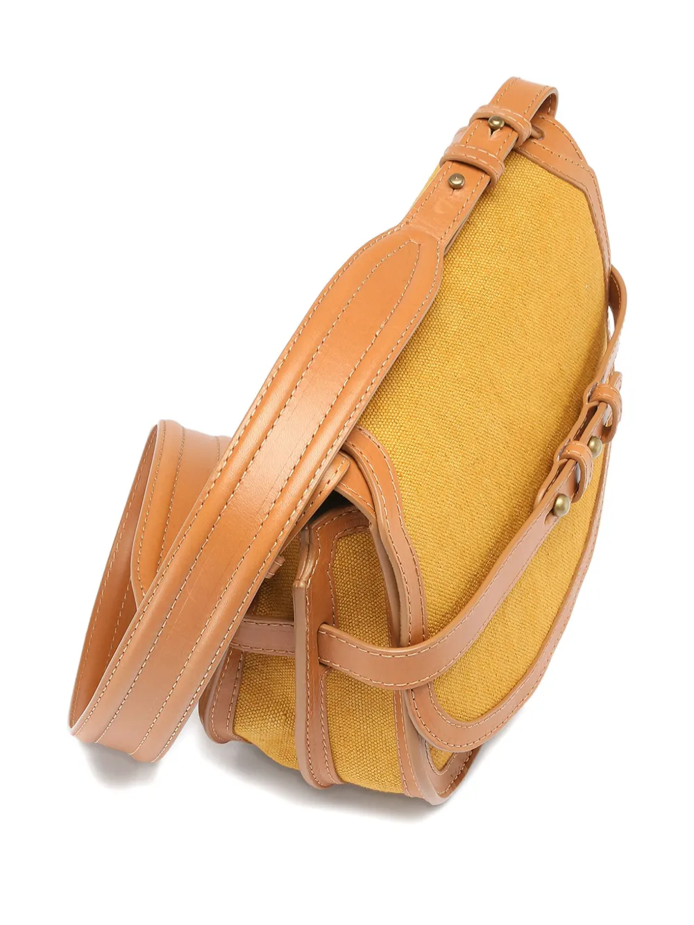 Officine Creative Saddle Leather-trimmed Canvas Shoulder Bag In Orange