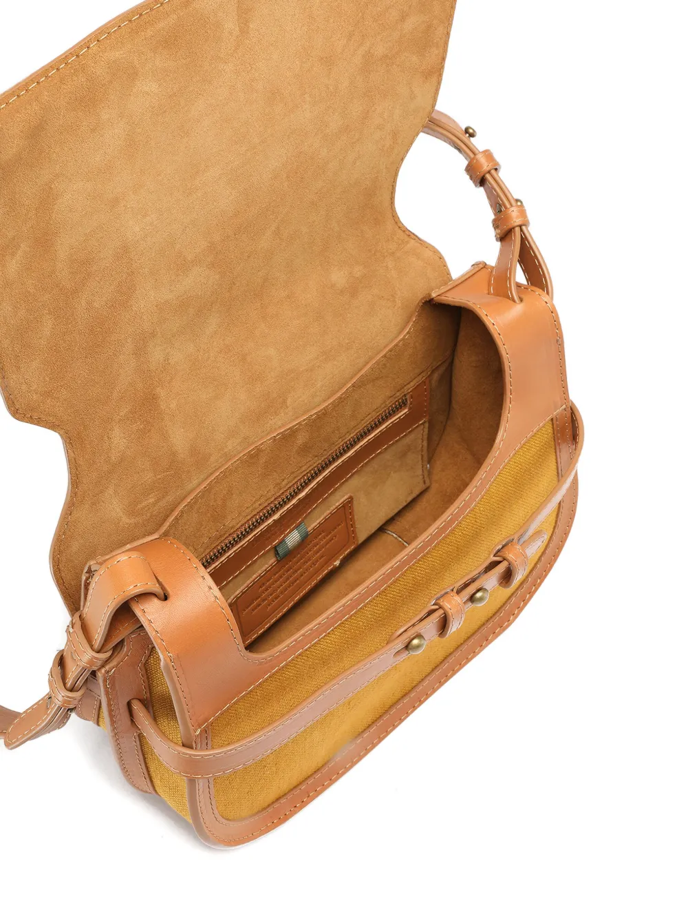 Officine Creative Saddle Leather-trimmed Canvas Shoulder Bag In Orange