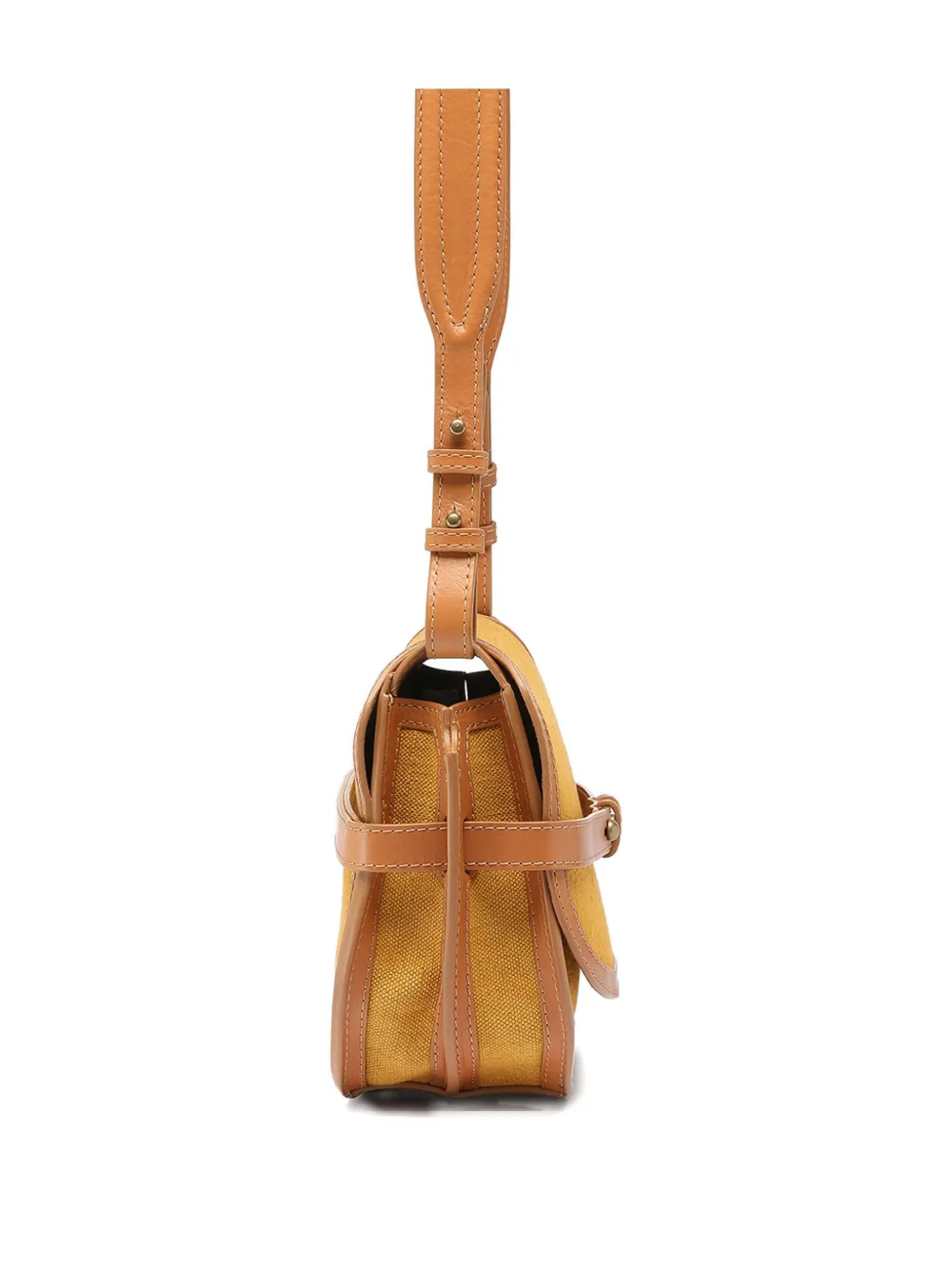 Officine Creative Saddle Leather-trimmed Canvas Shoulder Bag In Orange