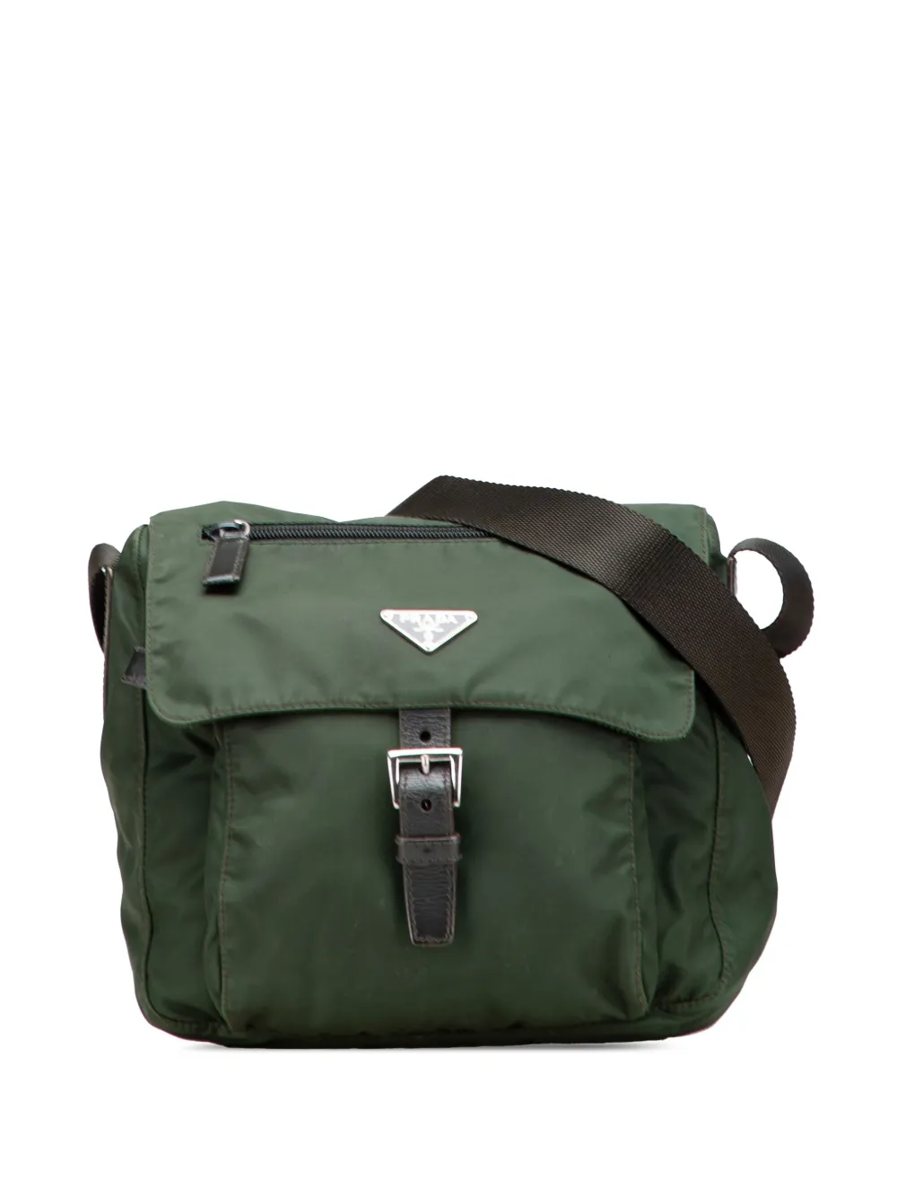 Prada Pre-Owned 2013-2025 Tessuto Zip Buckle Messenger Bag crossbody bag | Green | Image 1
