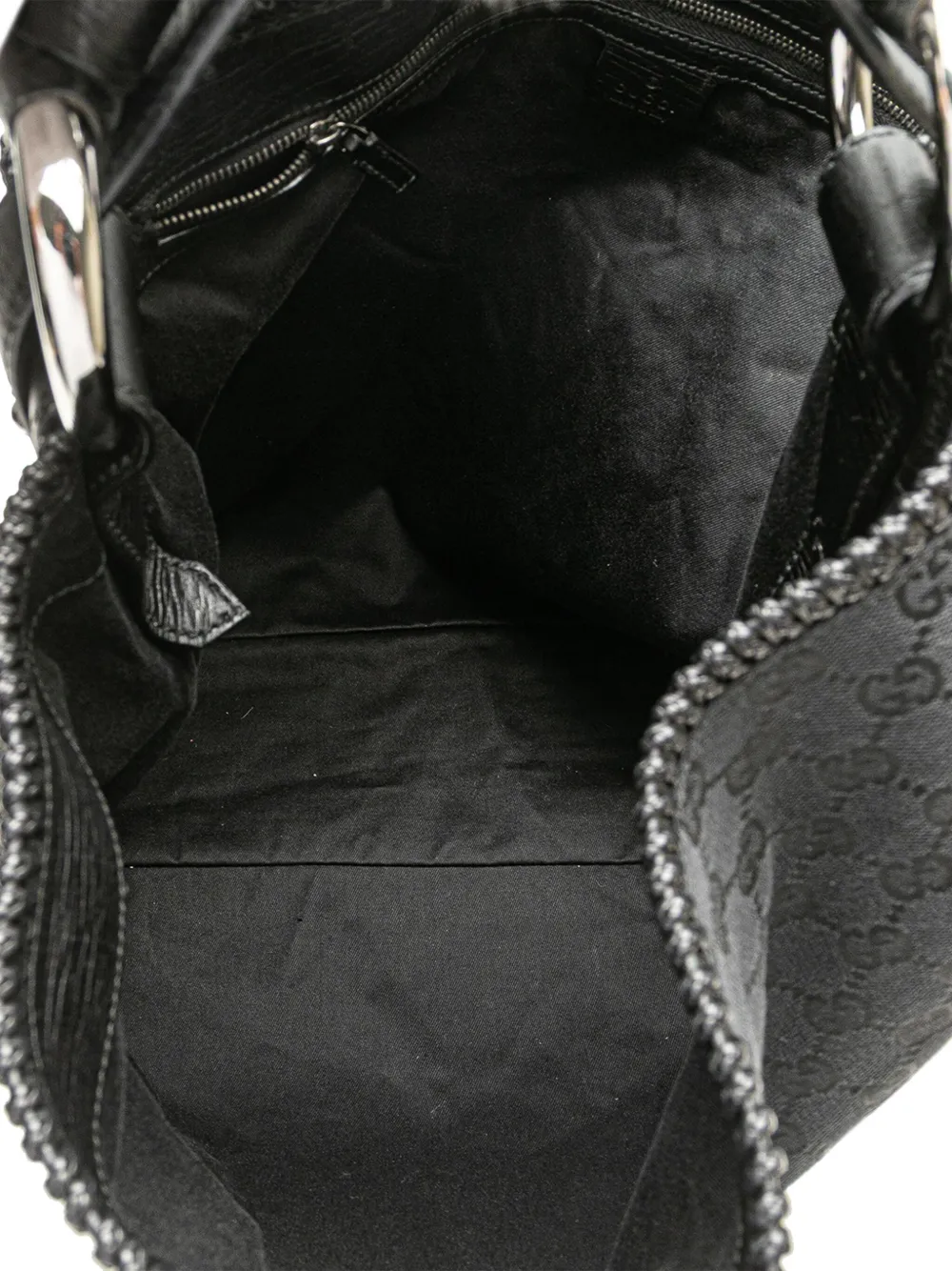 Pre-owned Gucci 2000-2015 Large Gg Canvas Horsebit Hobo Bag In Black