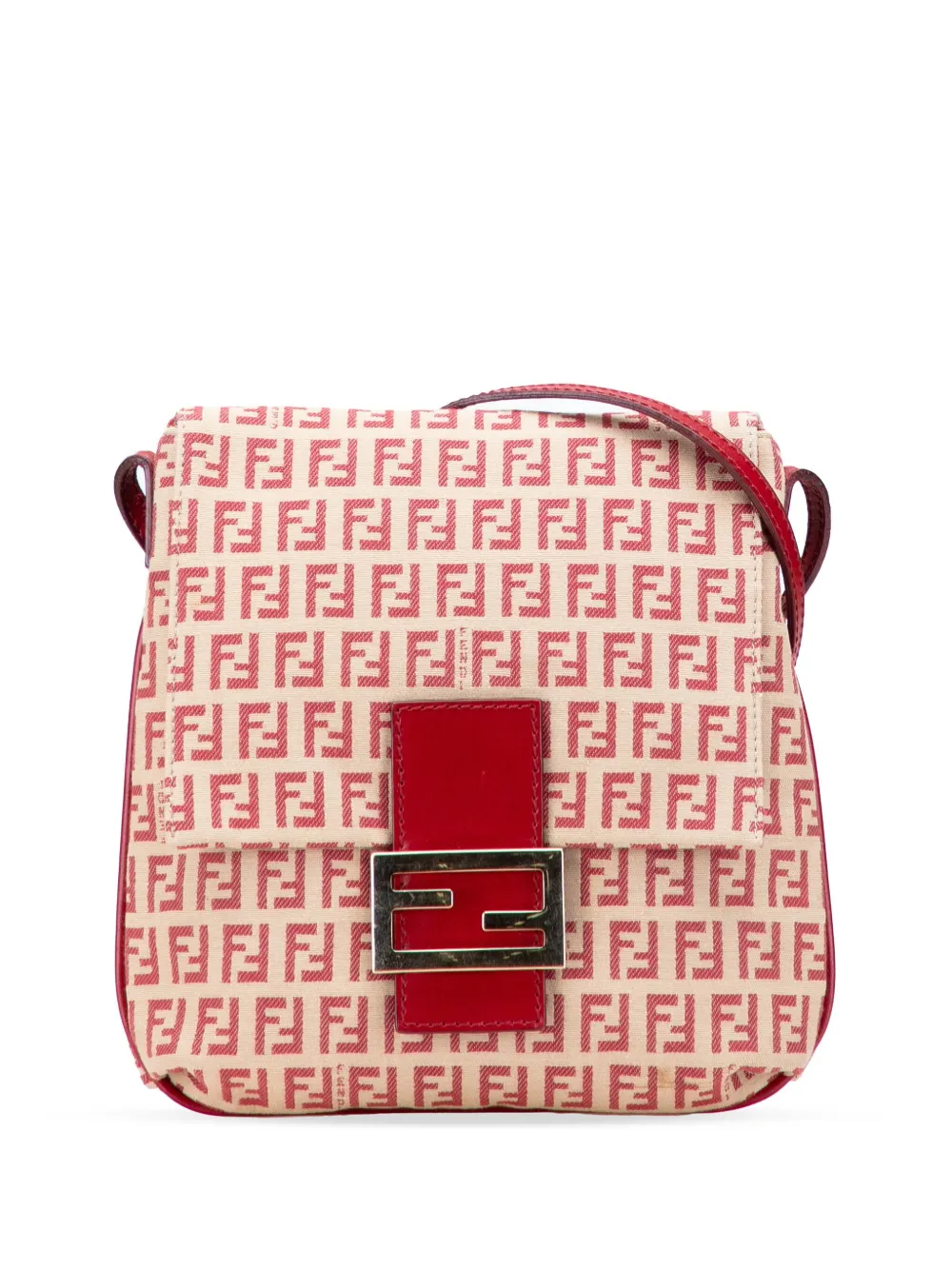 Pre-owned Fendi 2000-2010 Zucchino Canvas Flap Crossbody Bag In Brown