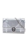 Christian Dior Pre-Owned 2017 Metallic Patent Microcannage Diorama Wallet on Chain crossbody bag - Silver