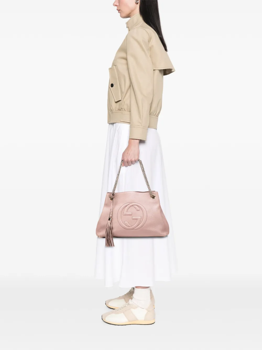 Pre-owned Gucci 2000-2015 Medium Leather Soho Chain Tote Bag In Pink