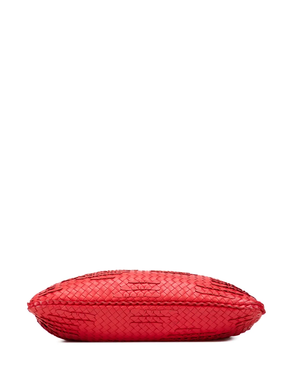 Pre-owned Bottega Veneta 2012-2025 Medium Nappa Intrecciato Ruffle Veneta Hobo Bag In Red