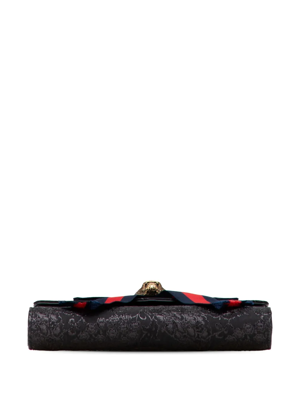 Pre-owned Gucci 2016-2025 Lurex Brocade Animalier Broadway Clutch Bag In Black