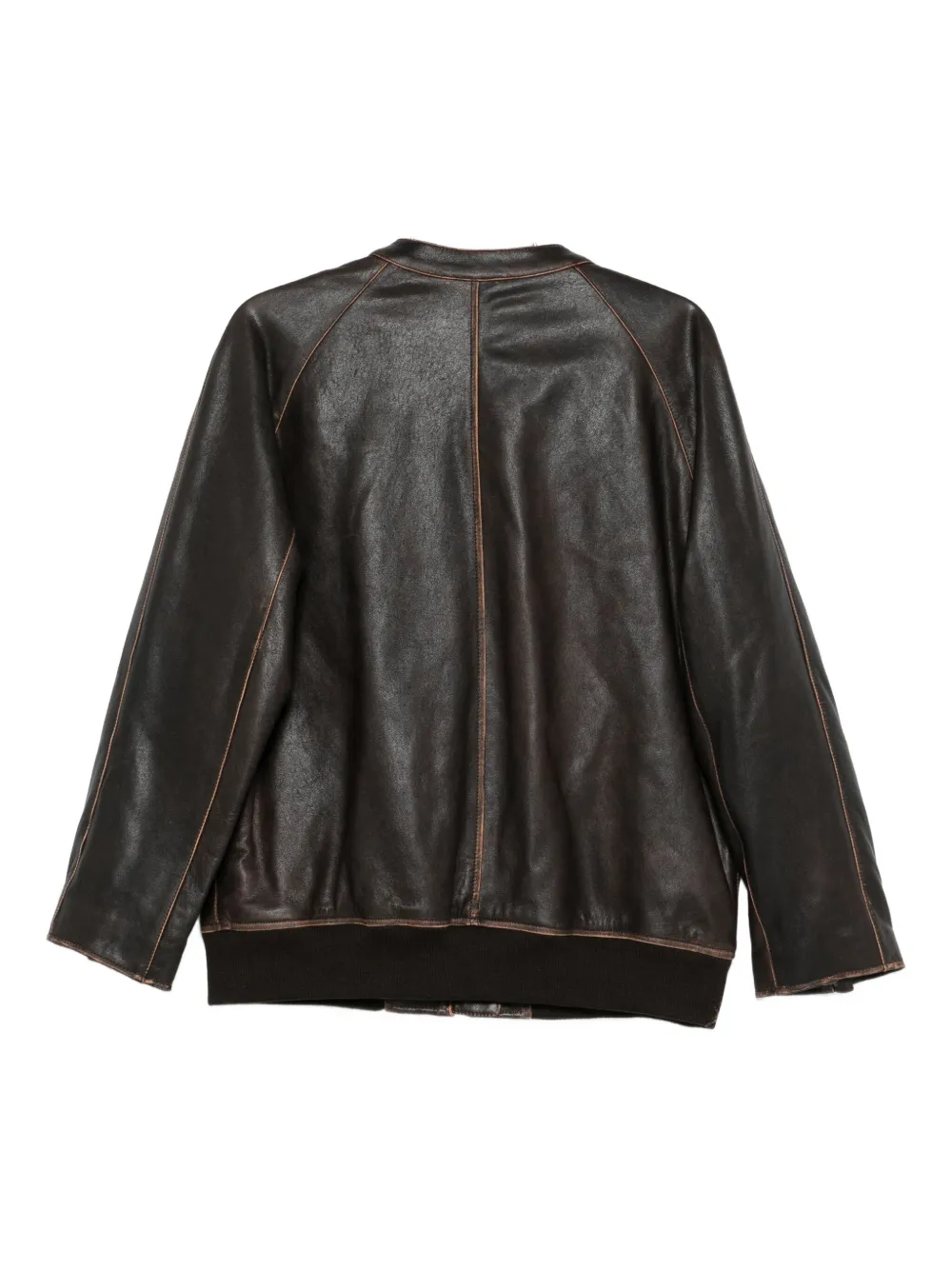 Arma Azzura Leather Bomber Jacket In Brown