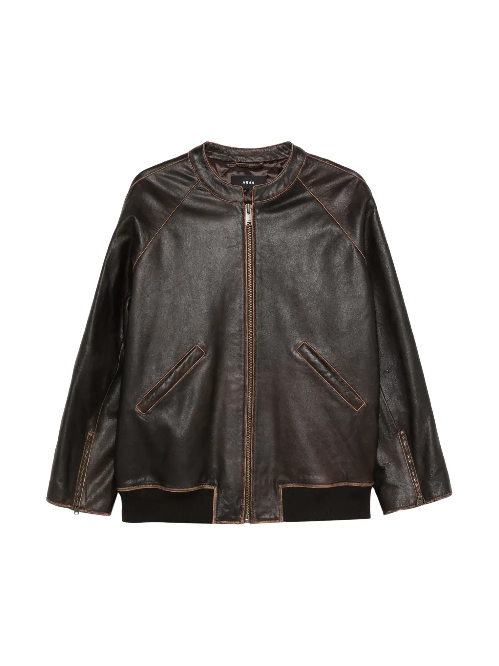 Arma Azzura leather bomber jacket - Marrone